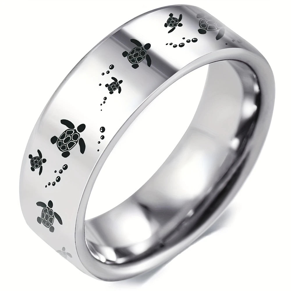 Anillo Elegante Tortuga Marina en Plata