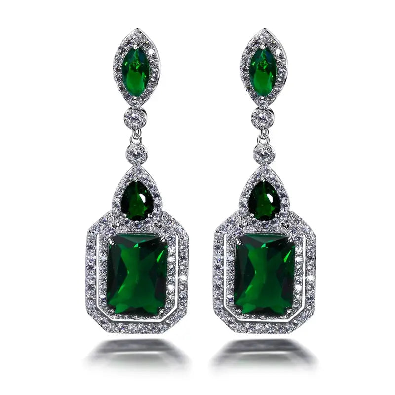 Pendientes Clarion Verdancia | Oro blanco