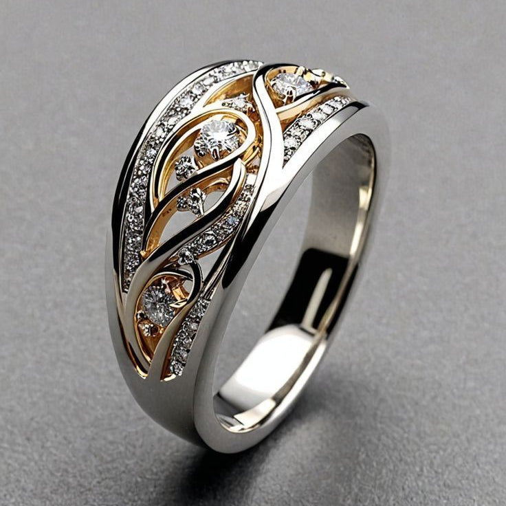 Anillo Hueco de Oro y Plateado