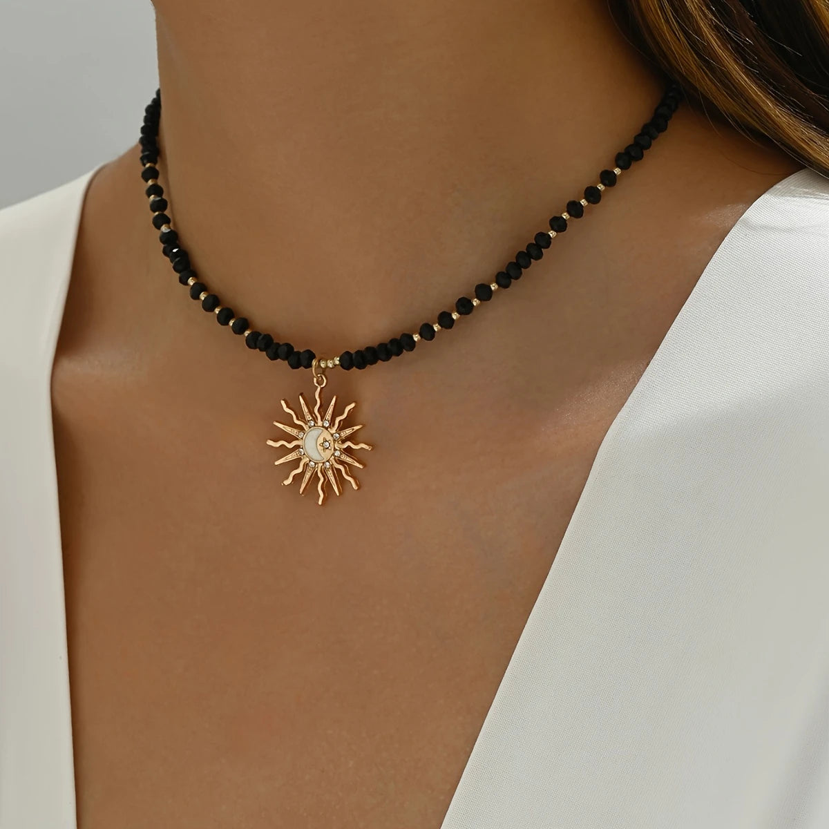 Collar Sol Dorado con Estilo Bohemio Impermeable