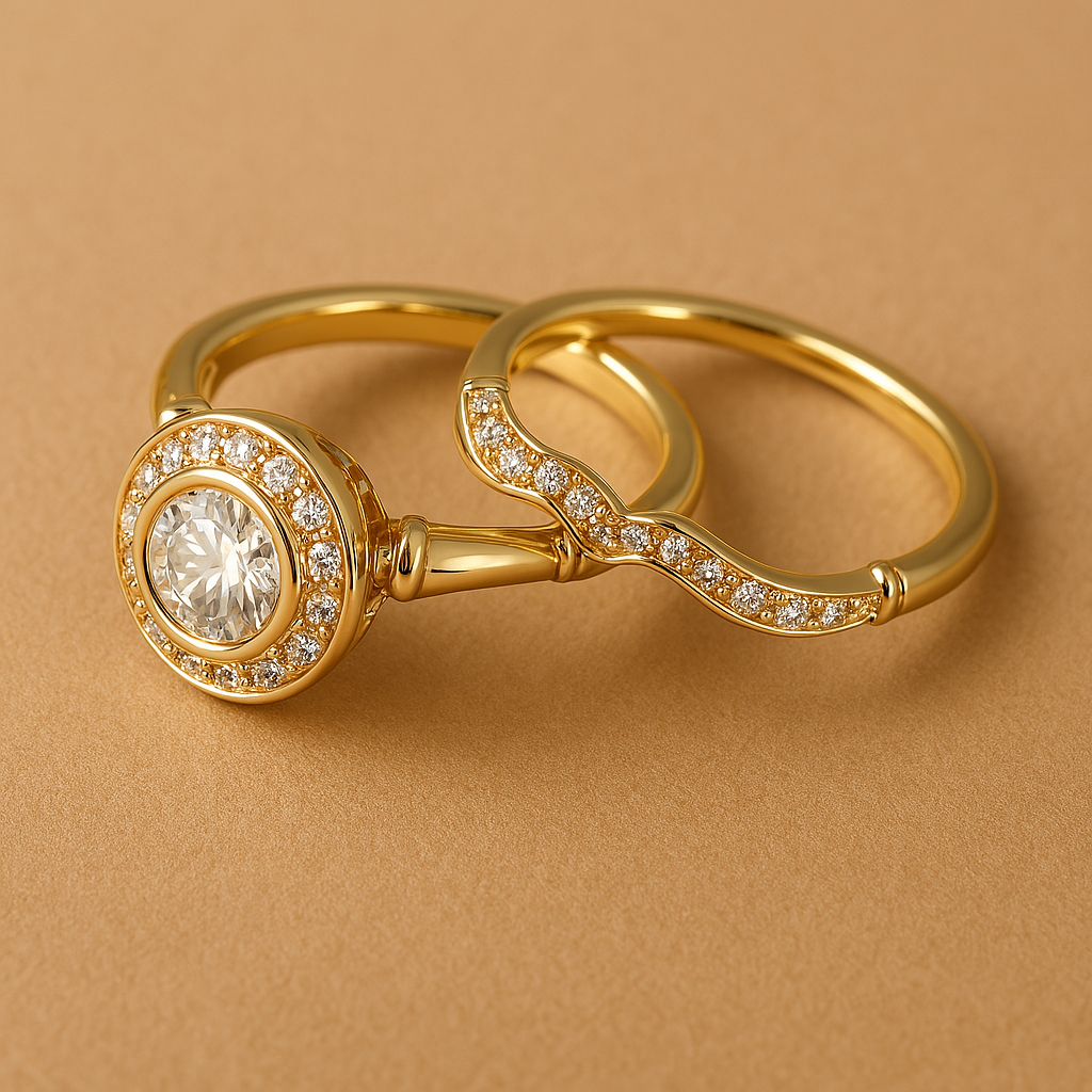 Pack de anillos vintage de oro y circonita