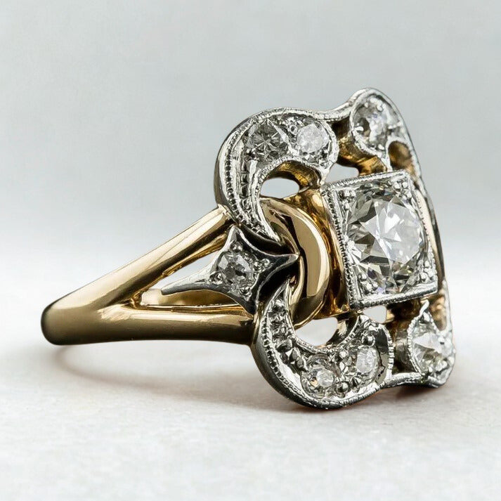 Anillo Vintage de Oro con Circonitas