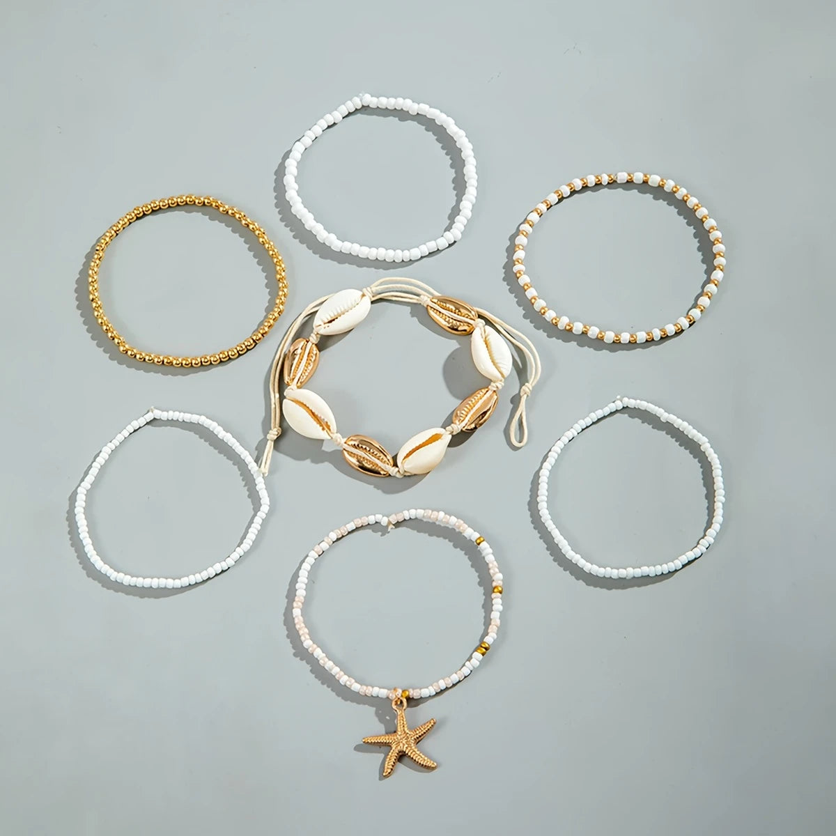 Conjunto de 7 Tobilleras Elegantes para Verano