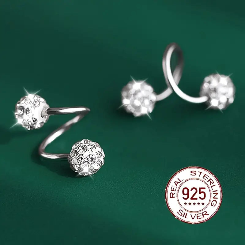Pendientes Espirales de Doble Cabeza Súper Brillantes con Zirconia