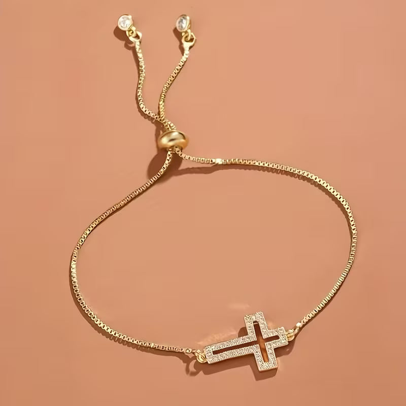 Brazalete Cruz con diamantina elegante