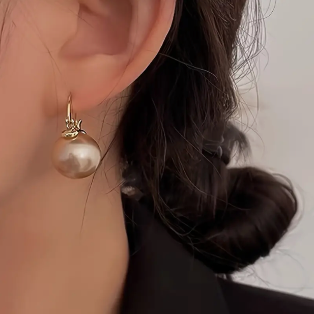 Pendientes de aro vintage de perlas de agua dulce