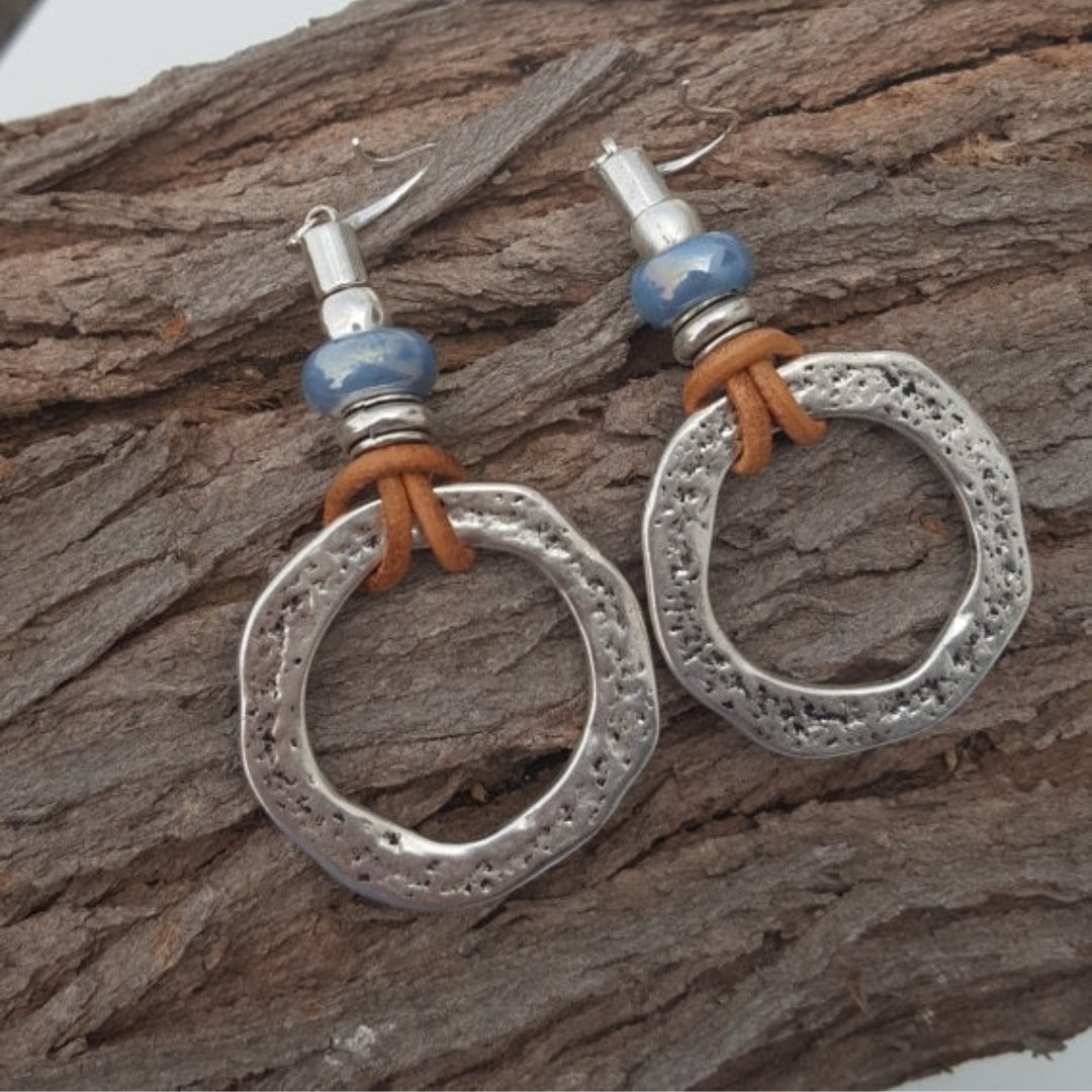 Aretes Vintage Bohemios de Círculo en Plata