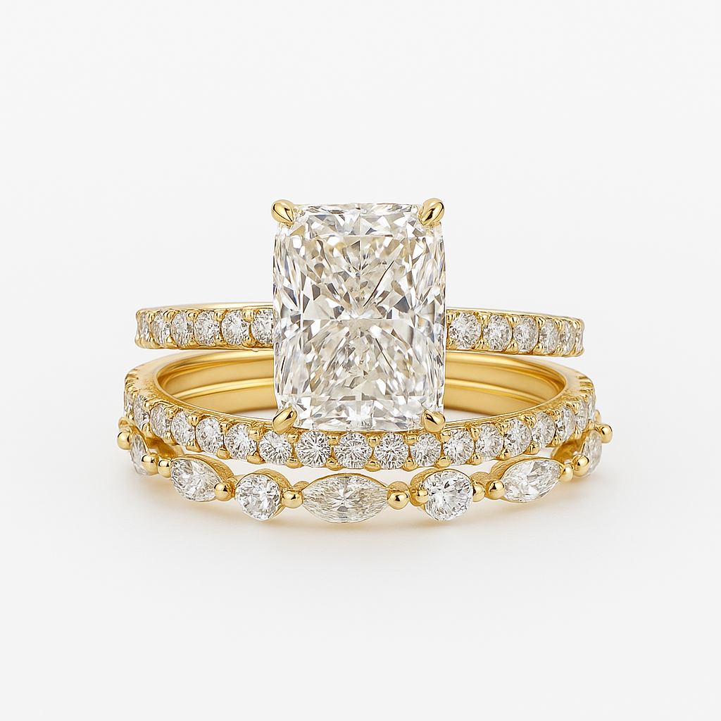 Set de 3 anillos de boda Jaily | Oro blanco