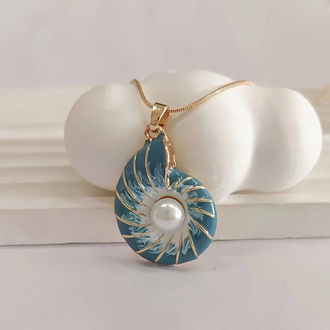 Collar de Concha y Perla Azul