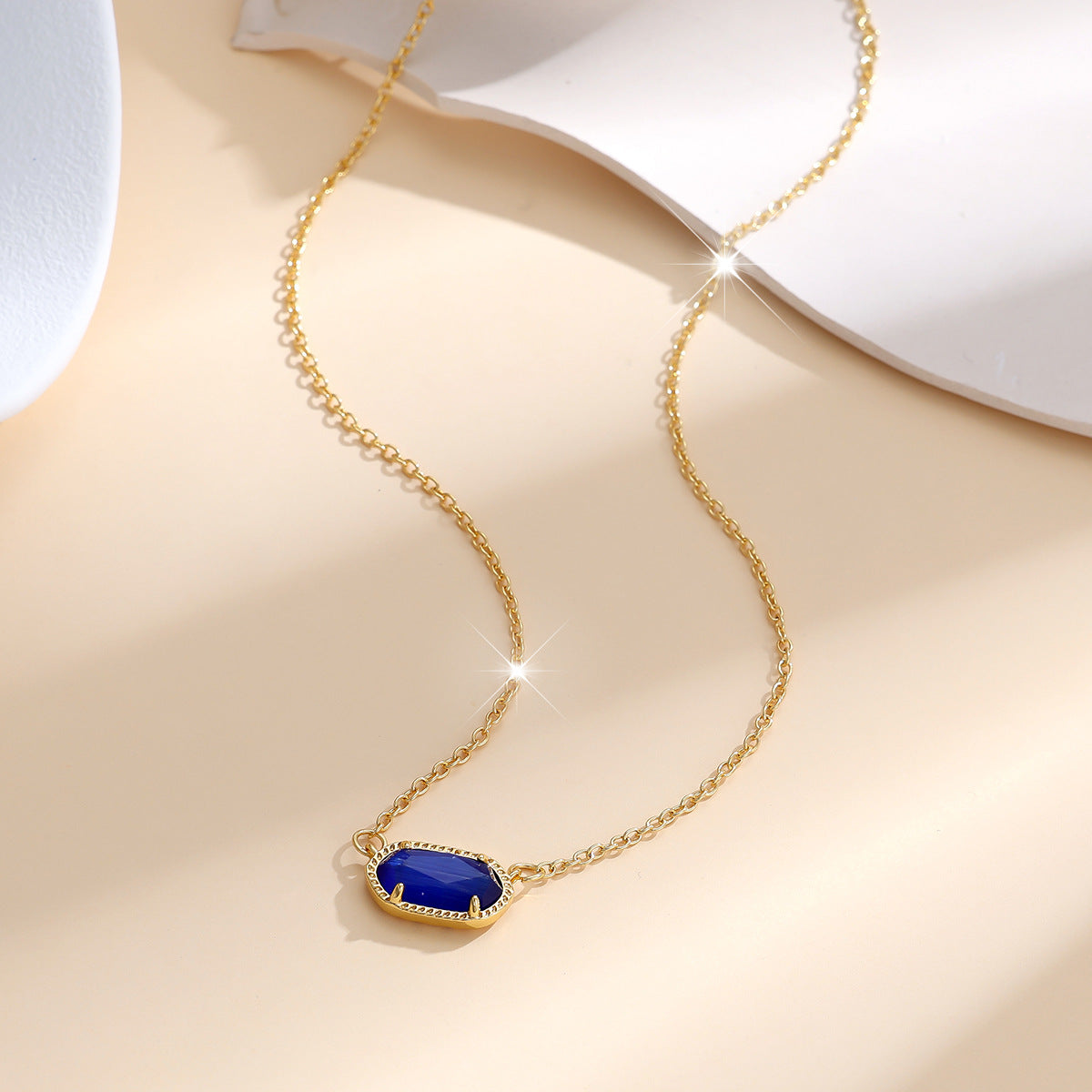 Collar oval clásico de zafiro | Oro