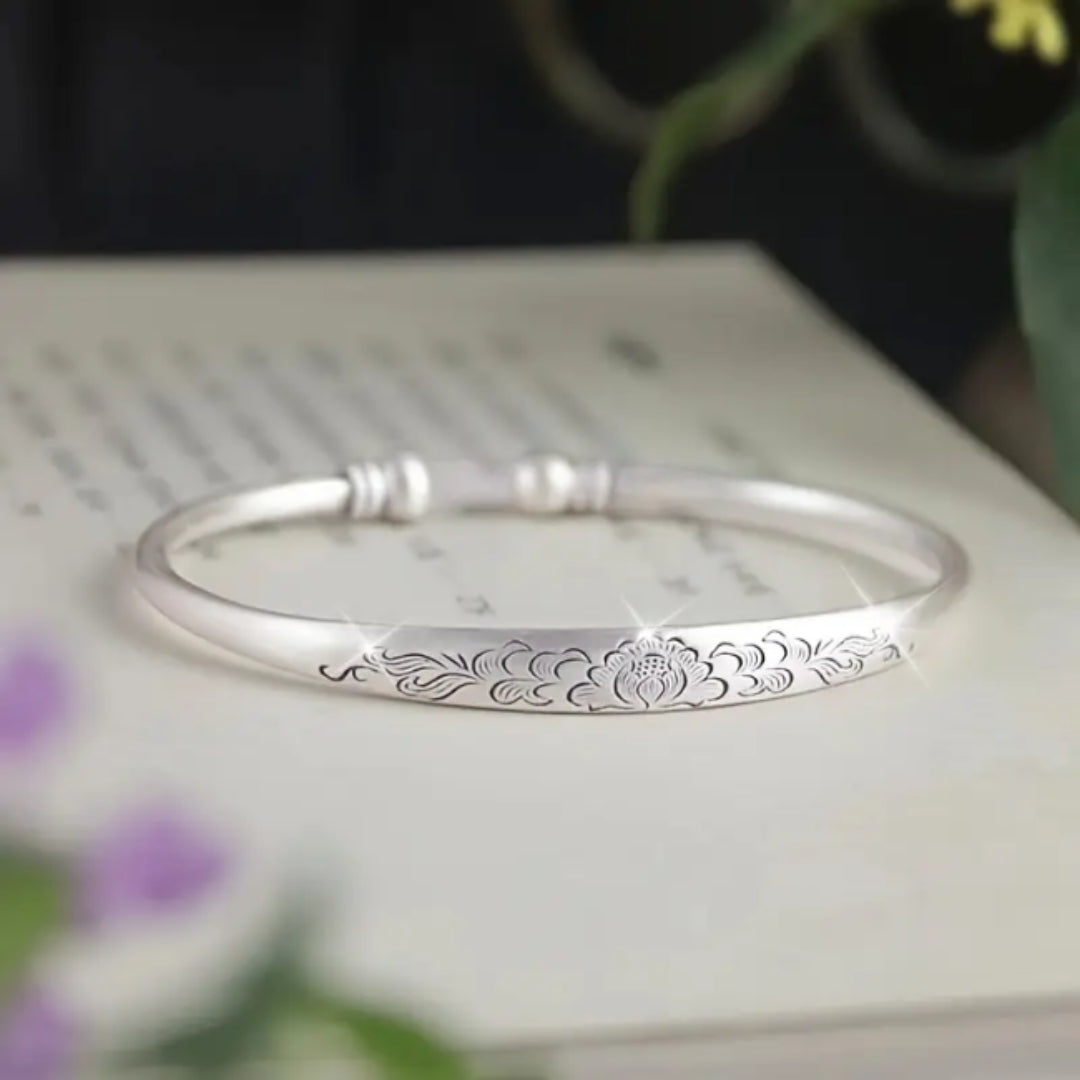 Pulsera de plata camino de flores
