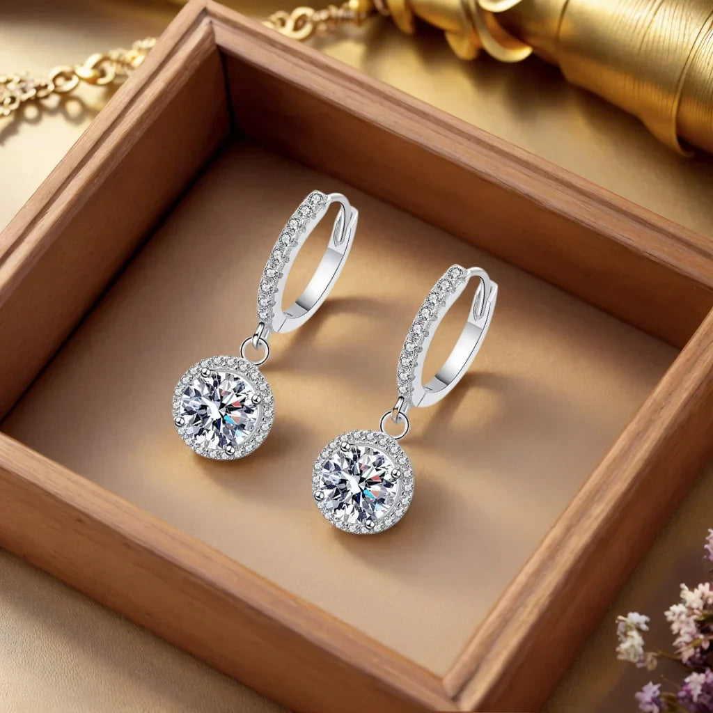 Pendientes de plata esterlina con moissanita de 1 quilate
