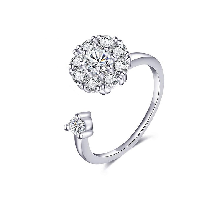 Anillo giratorio contra la ansiedad con circonitas