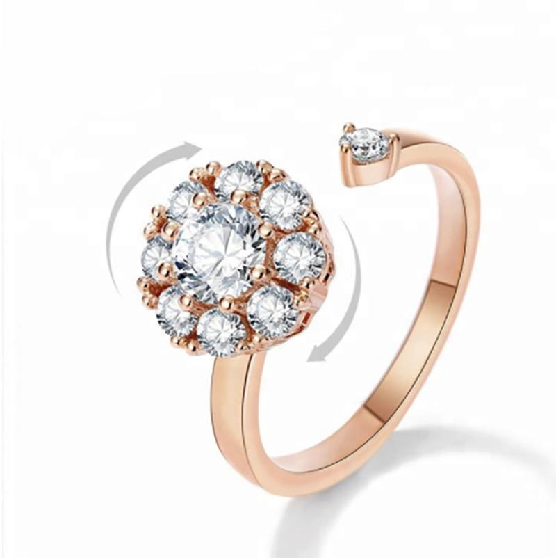Anillo giratorio contra la ansiedad con circonitas