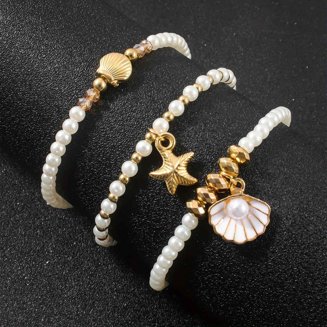 Conjunto de 3 Pulseras Elegantes con Perlas