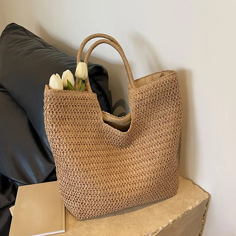 Diana - Bolso Tote de Paja Caqui Chic