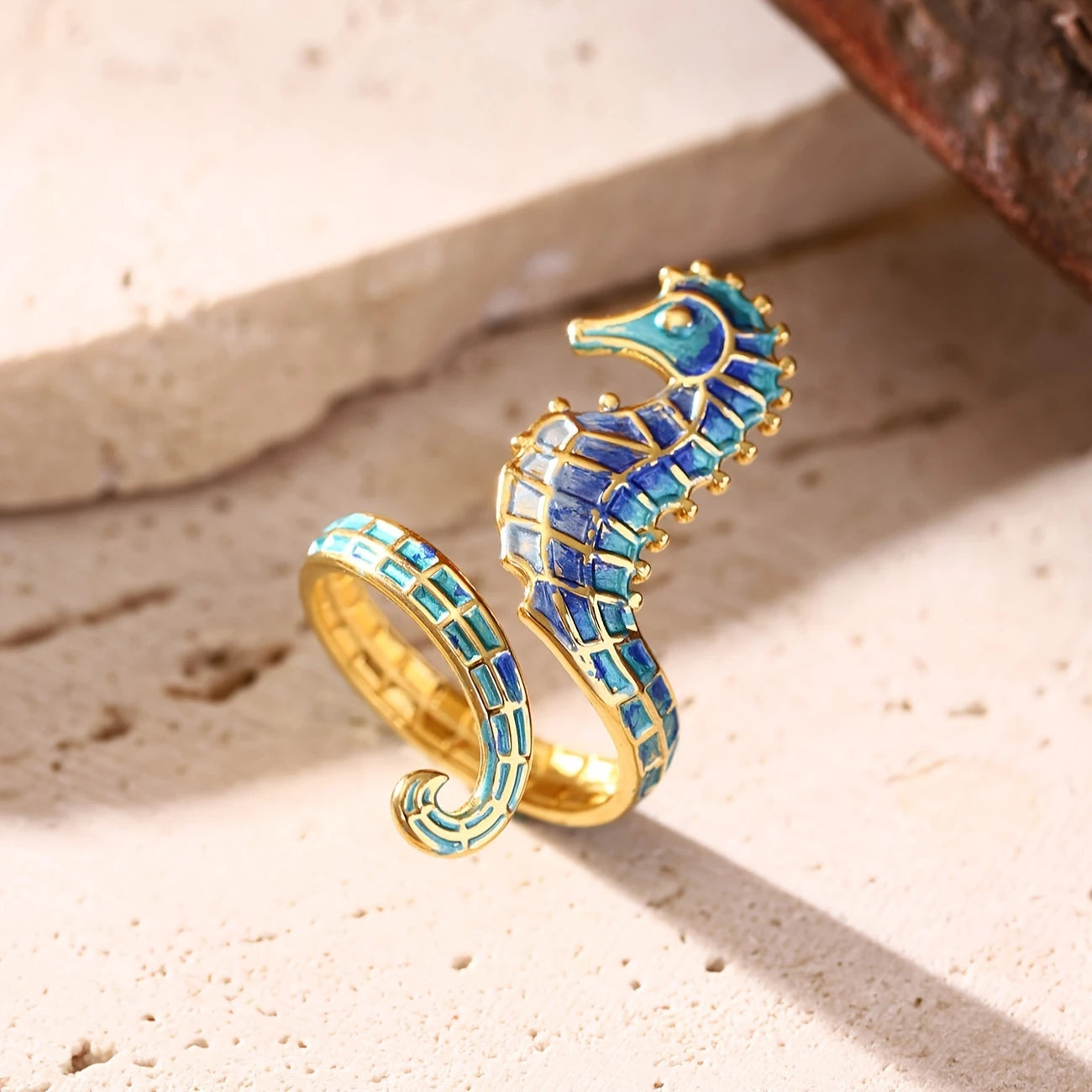 Anillo Ajustable Caballito de Mar Estilo Bohemio