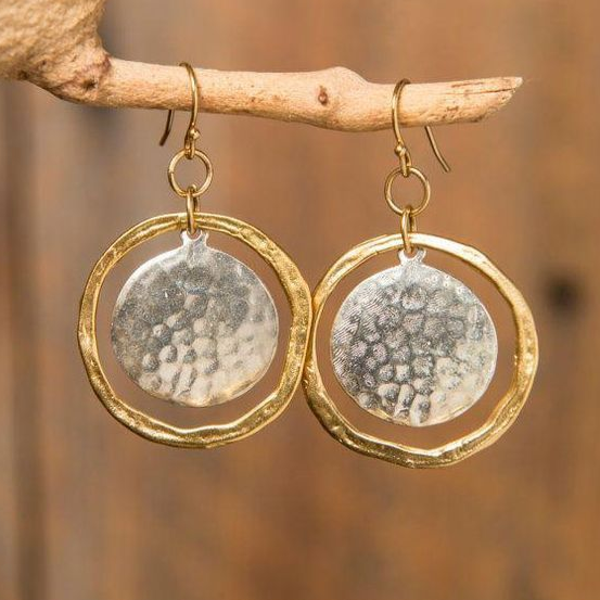 Pendientes vintage redondeados dorados y plateados