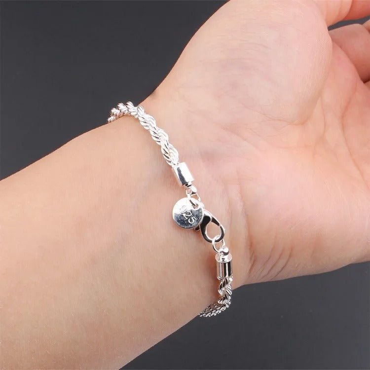 Pulsera tipo cuerda trenzada de plata 925
