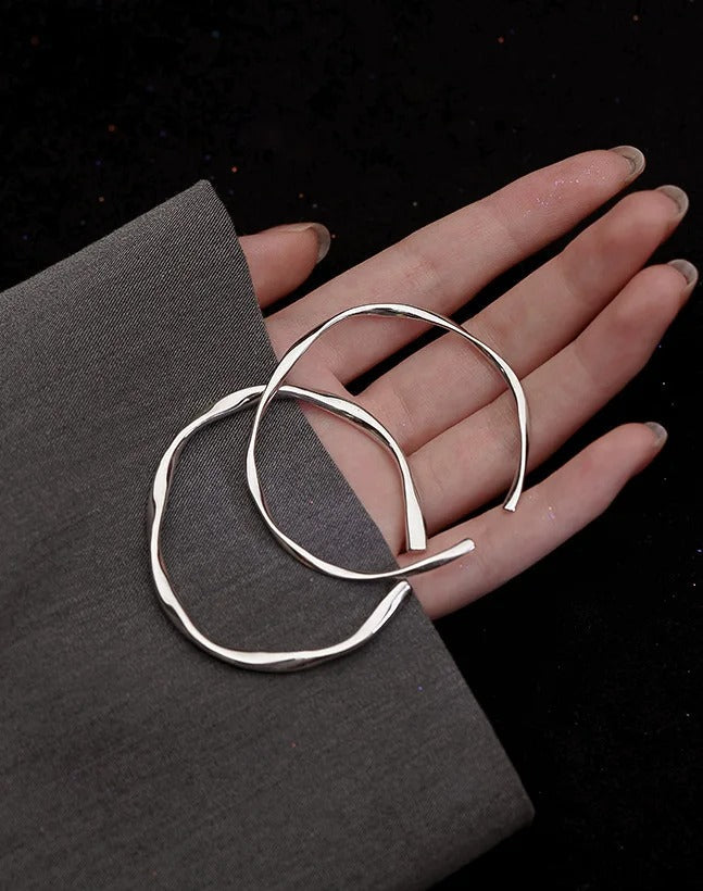 Pulsera gruesa de plata 925 ajustable de forma irregular