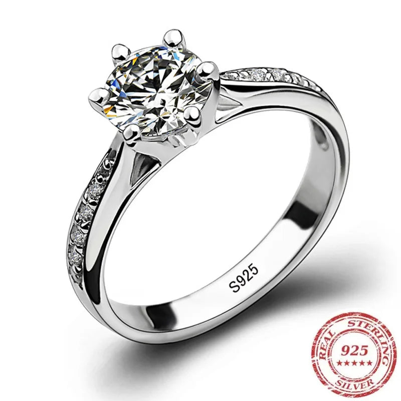 Anillo Solitario Plata 925 con Zirconia Brillante