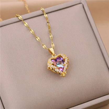 Collar Corazón del Océano con Cristal