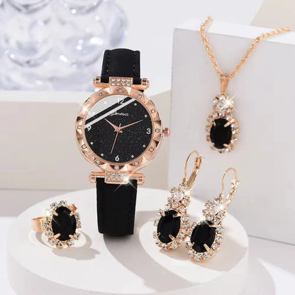 Set Completo Glamour: Reloj, Collar, Aretes, Anillo + Pulseras