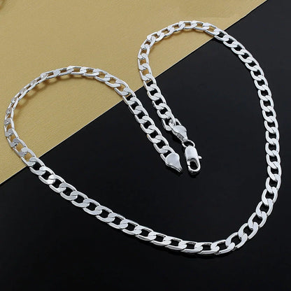 Cadena Plana de Plata Eslabón Barbado