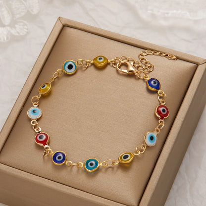 Pulsera Ojo Turco de la Suerte y Protección Dorada Ajustable