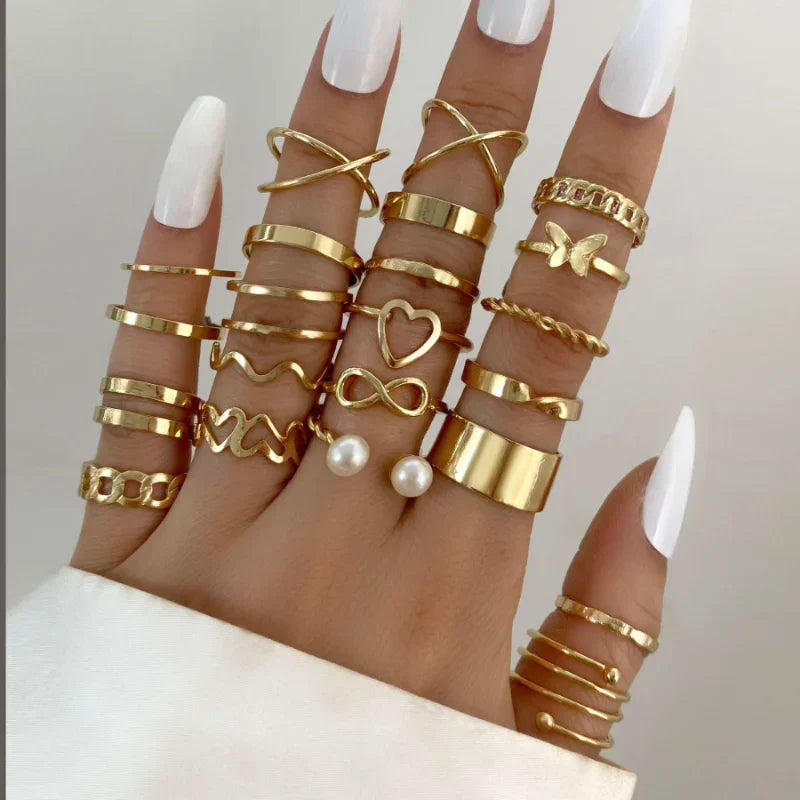 Set de Anillos Boho de Perla