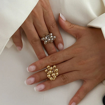 Anillo ajustable de Esferas Dorado