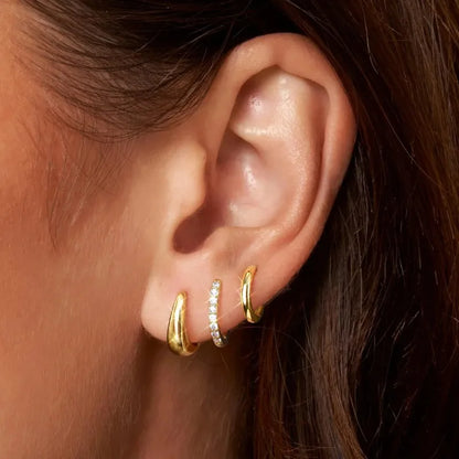 Set 3 Pares de Pendientes de Acero con Zirconia