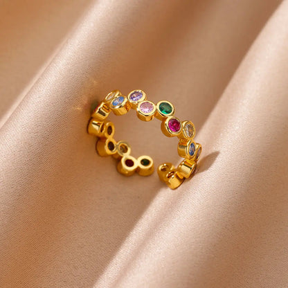 Anillo Corazón Geométrico Ajustable con Zirconias