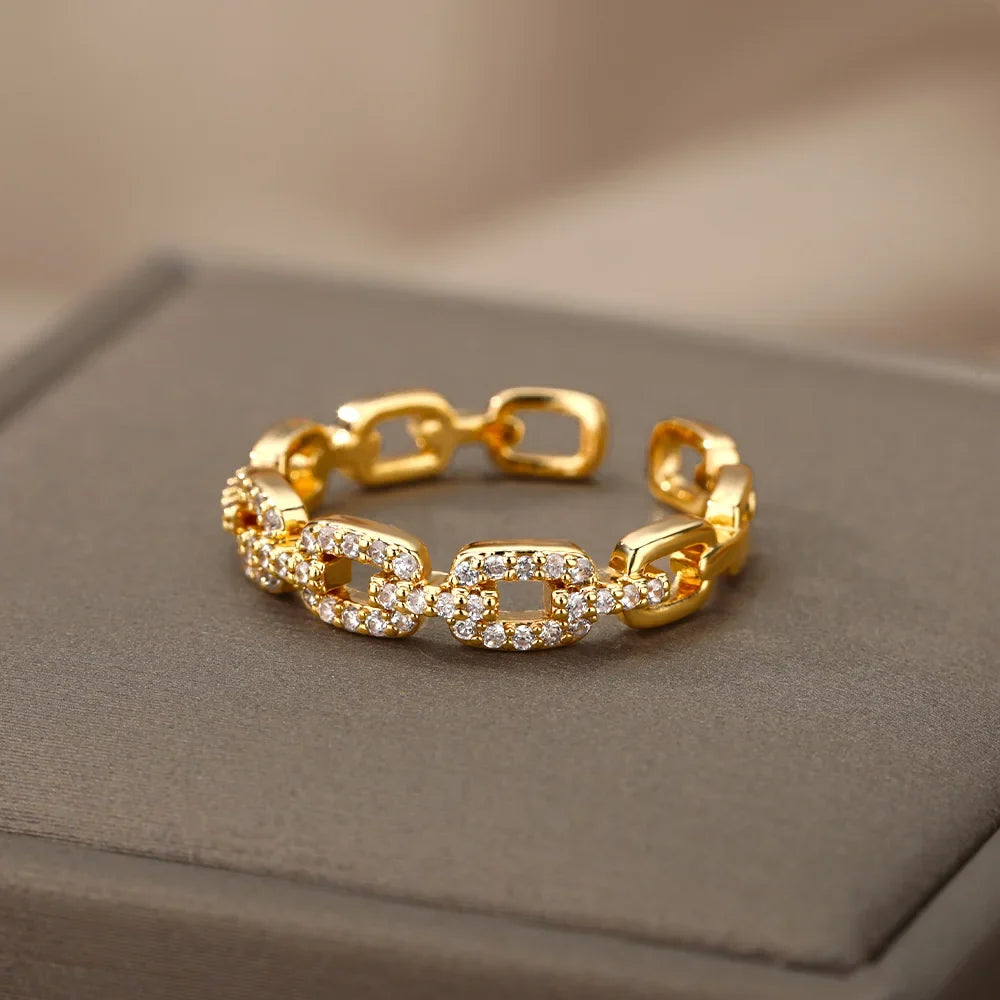 Anillo Trenza Zirconia Ajustable