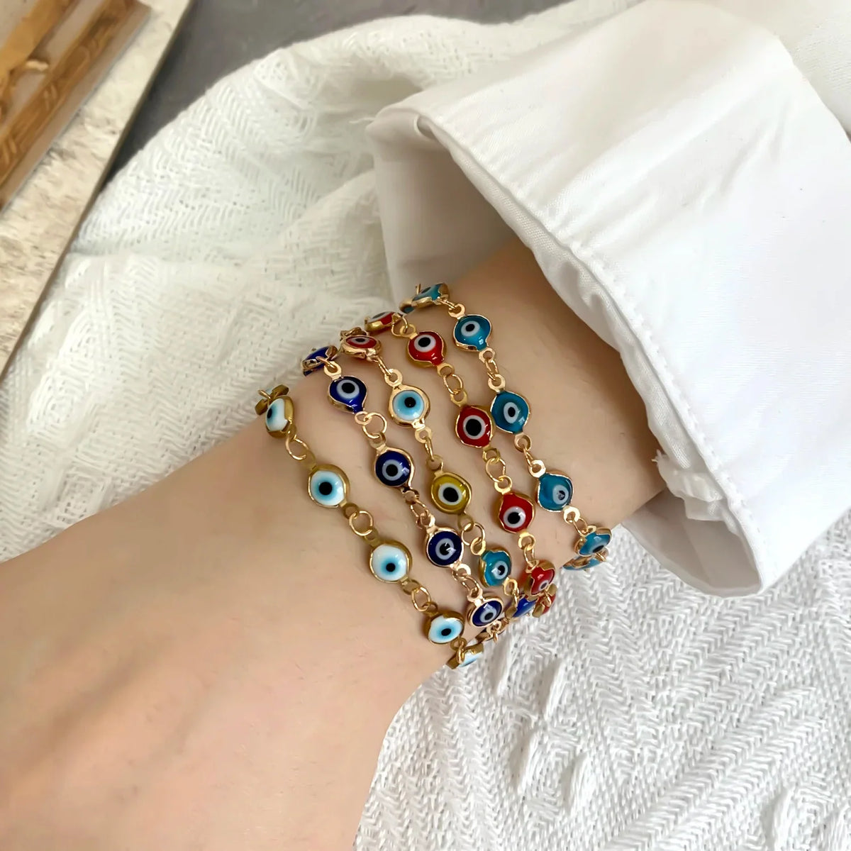 Pulsera Ojo Turco de la Suerte y Protección Dorada Ajustable