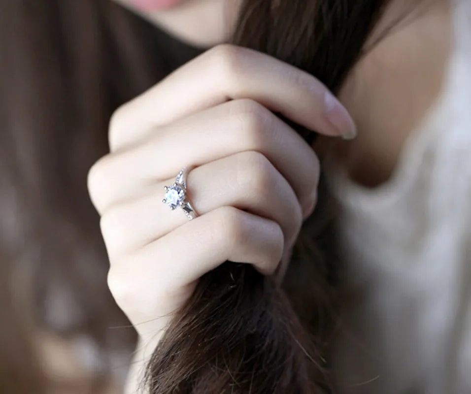 Anillo Solitario Plata 925 con Zirconia Brillante