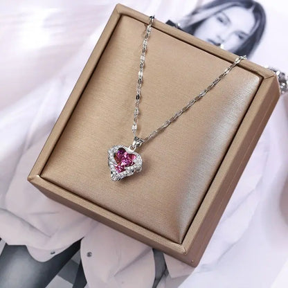 Collar Corazón del Océano con Cristal