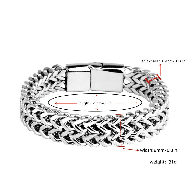 Pulsera Doble de Acero Eslabón Trenzado Grueso