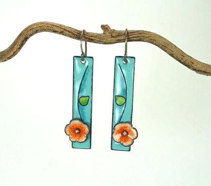 Pendientes florales de esmalte