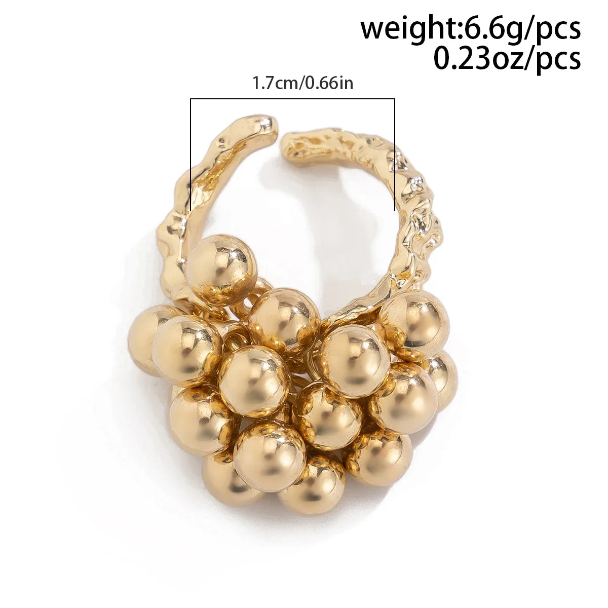 Anillo ajustable de Esferas Dorado