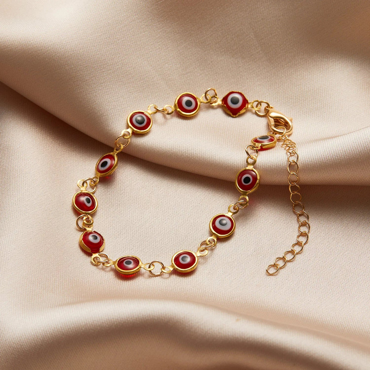 Pulsera Ojo Turco de la Suerte y Protección Dorada Ajustable