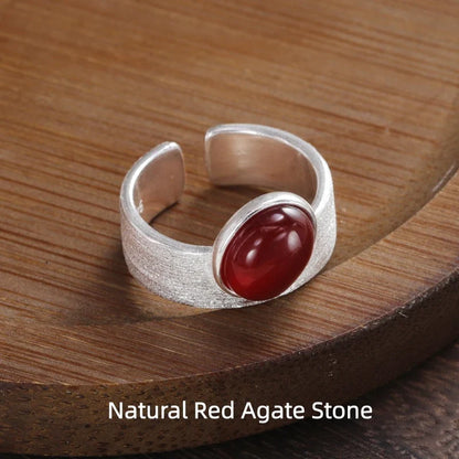 Anillo Vintage Lunar Plata 925 con Piedra Ovalada
