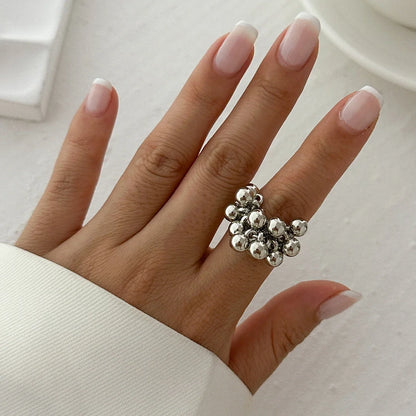 Anillo ajustable de Esferas Dorado