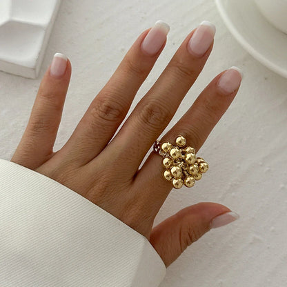 Anillo ajustable de Esferas Dorado