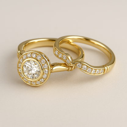 Pack de anillos vintage de oro y circonita