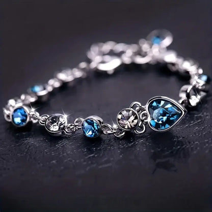 Pulsera brillo Ocean Heart | Oro blanco