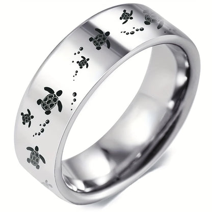 Anillo Elegante Tortuga Marina en Plata