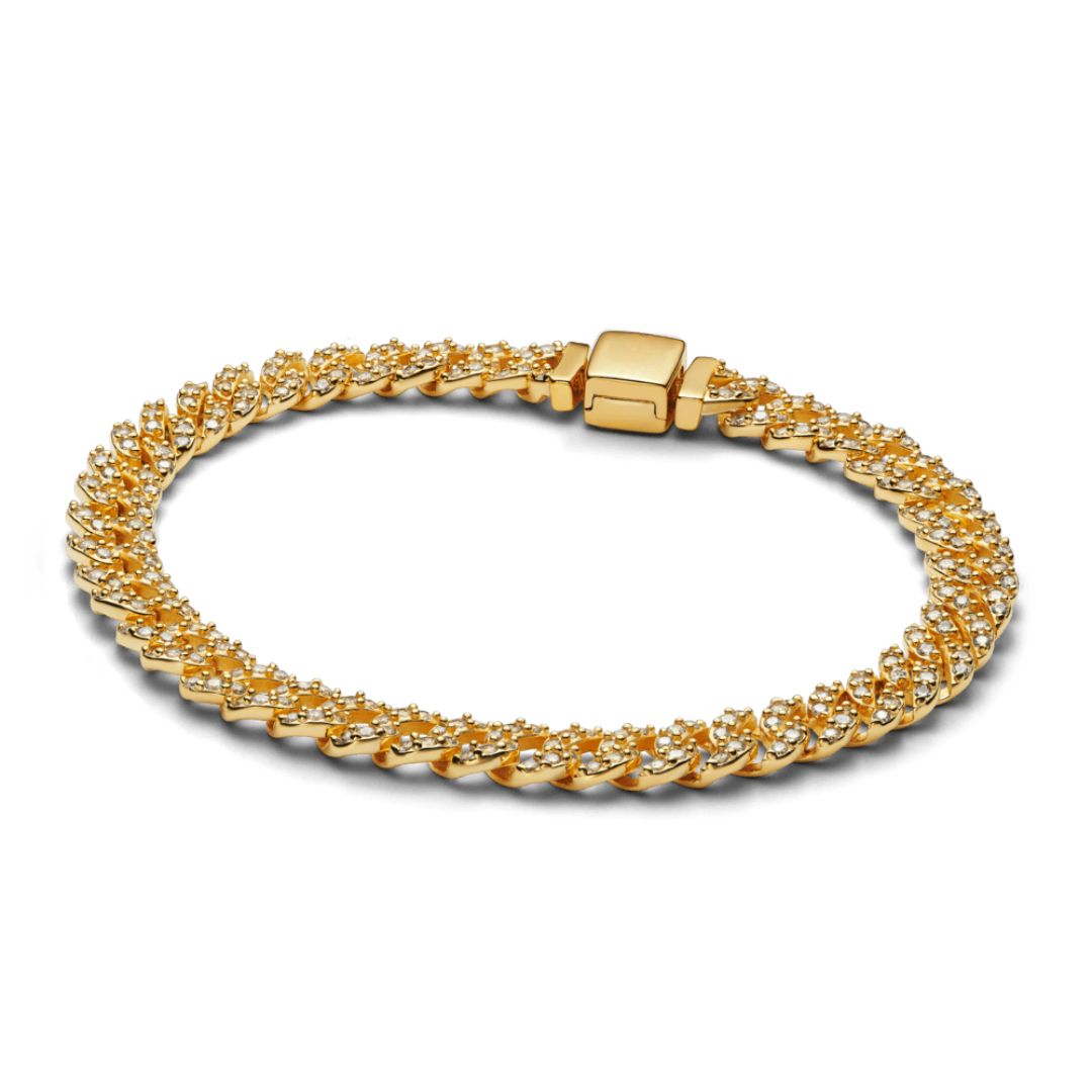Pulsera pavé Cuban | Oro blanco