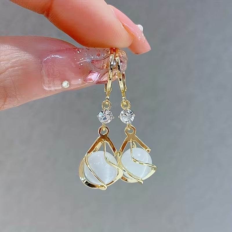 Pendientes Elegantes Borla y Piedra