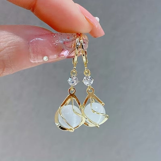 Pendientes Elegantes Borla y Piedra